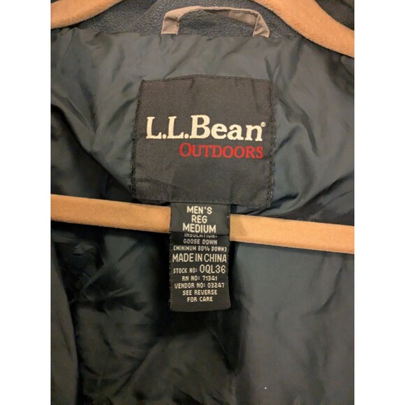 L.L. Bean Mens Jacket Coat Goose Down Vintage Sz Medium Tan and Black Gorpcore - Picture 7 of 8